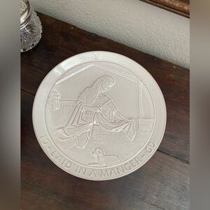 Vintage Clay Frankoma Christmas Plate 1969 Laid in a Manger Signed John Frank